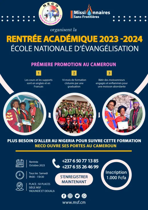 Poster — NECO National School of Evangelism: 2023-2024 academic year